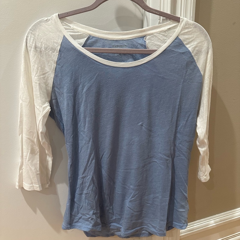 Express Blue and White Long Sleeve Tee